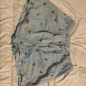 Light Blue Leaf Print Shorts